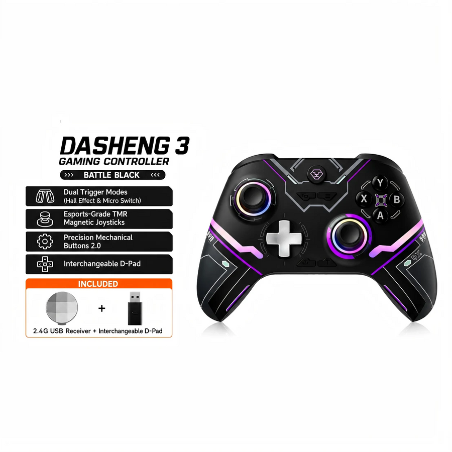 Int-Rock G1 wireless gaming controller in Battle Black with TMR joysticks and dual-mode triggers