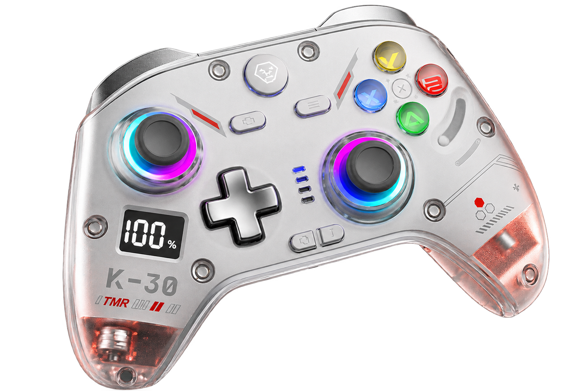 Int-Rock G2 silver translucent wireless controller