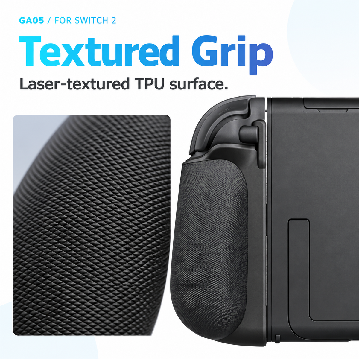 GA05 textured TPU grip surface; console and controllers shown for demonstration only