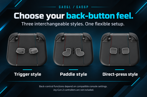 GA06L and GA06P trigger-style, paddle-style and direct-press interchangeable back buttons; controllers not included
